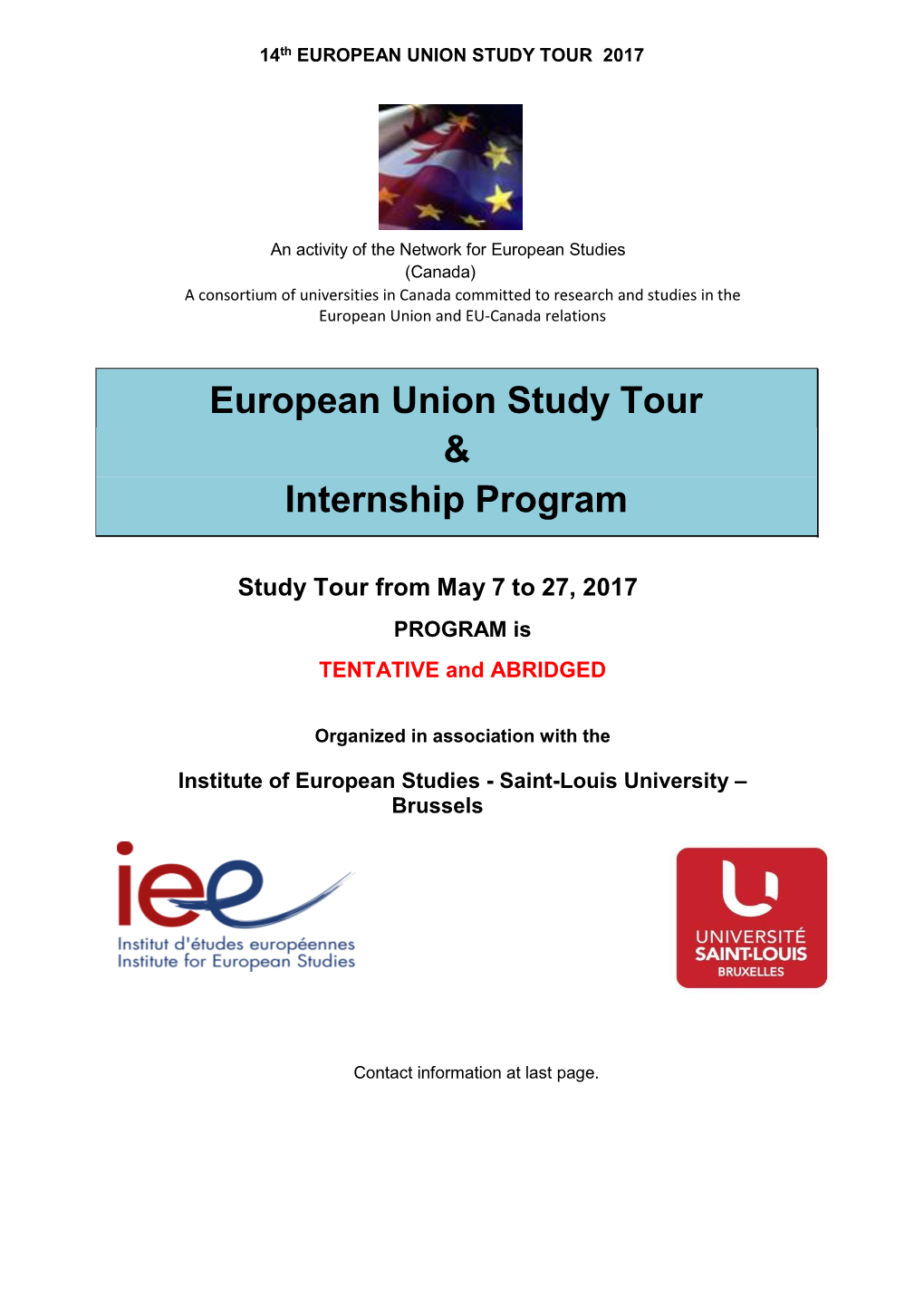 European Union Study Tour & Internship Program