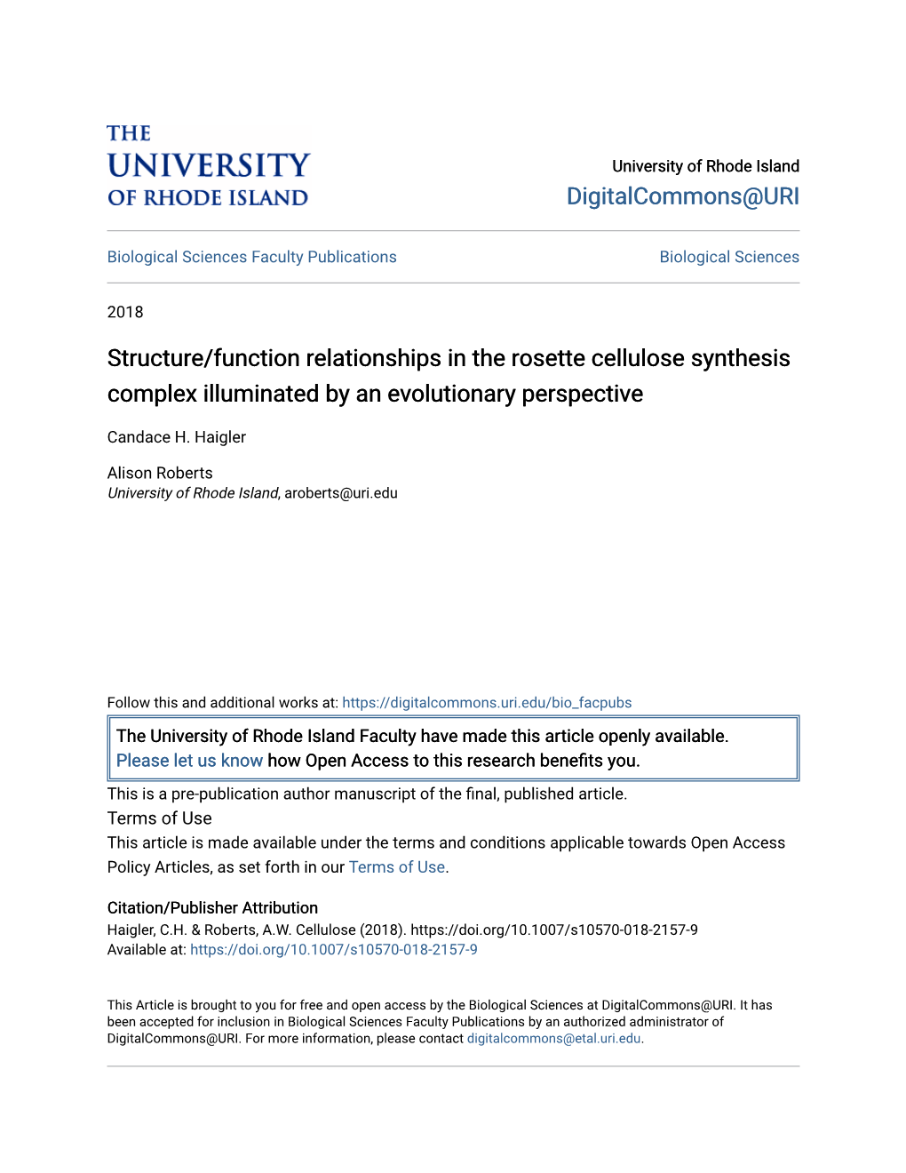 Structure/Function Relationships in the Rosette Cellulose Synthesis Complex Illuminated by an Evolutionary Perspective