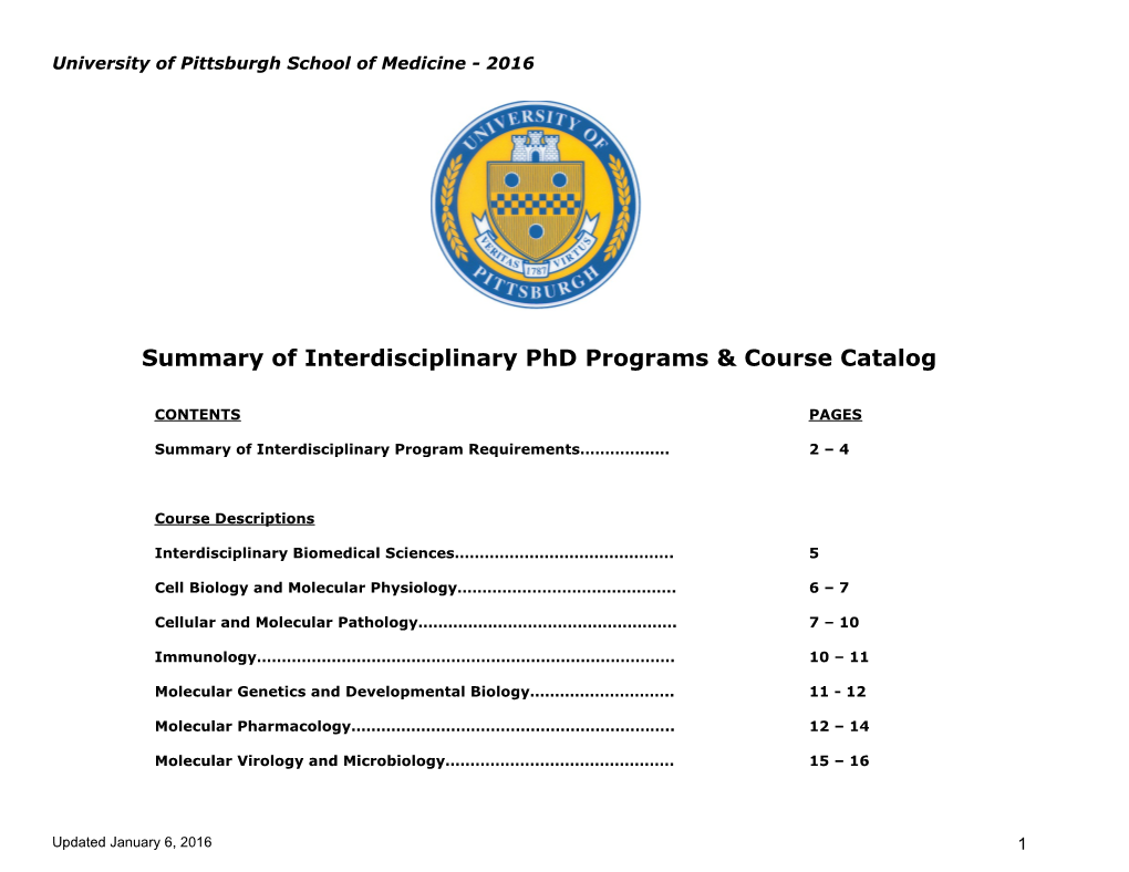 Interdisciplinary Biomedical Sciences (Intbp)