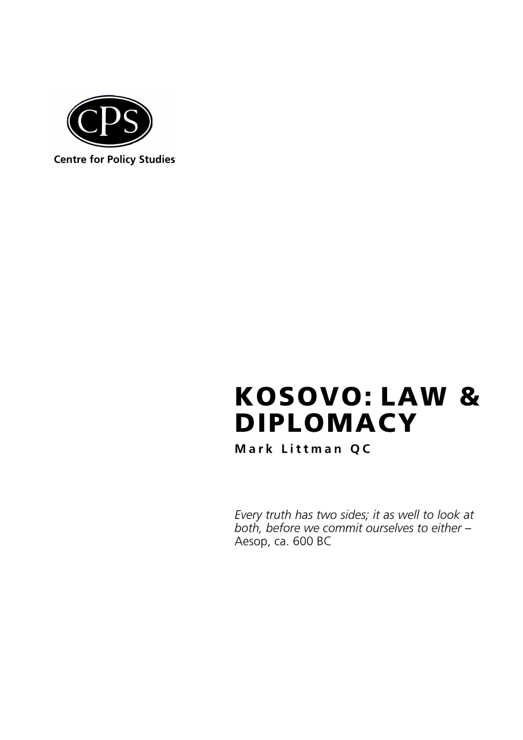 Kosovo: Law & Diplomacy