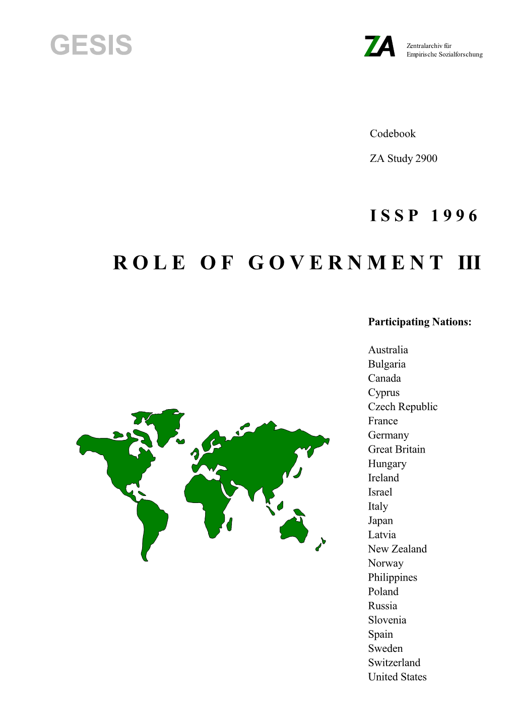 ISSP 1996 Role of Government III ZA No