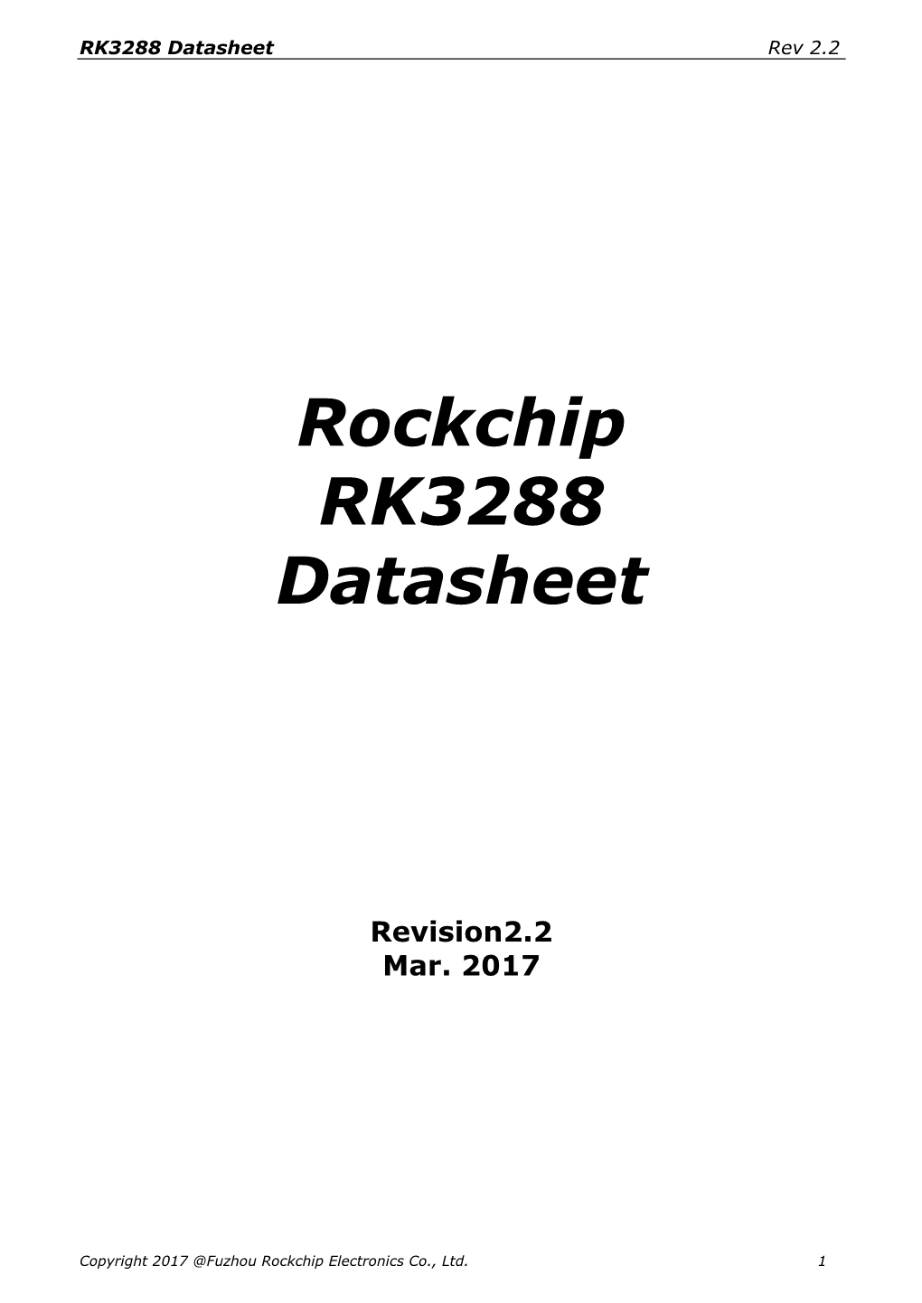 Rockchip RK3288 Datasheet