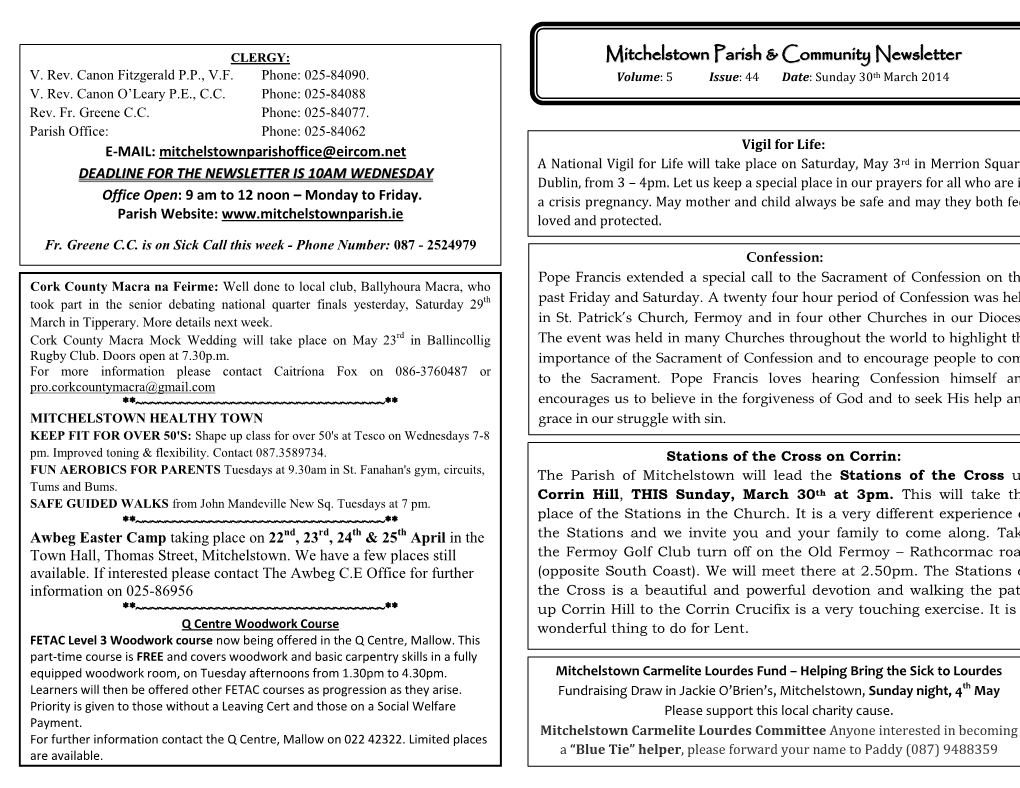 Mitchelstown Parish & Community Newsletter