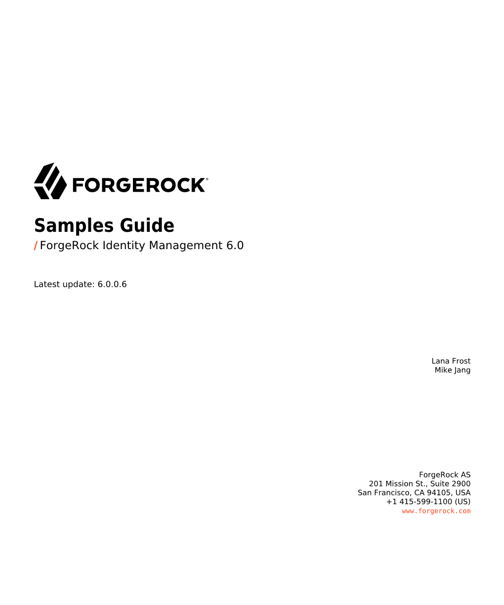 Samples Guide / Forgerock Identity Management 6.0