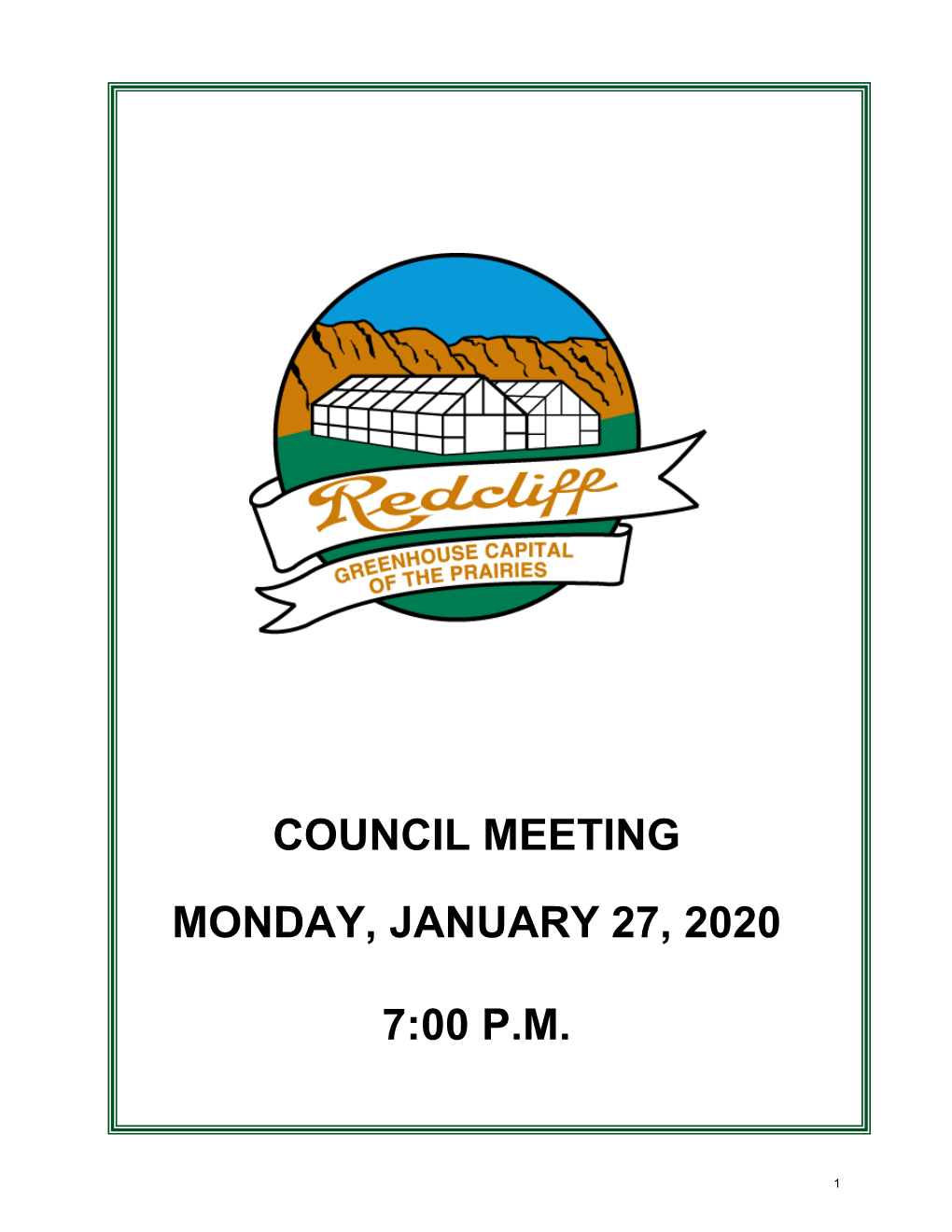 Council Meeting Monday, January 27, 2020 7:00 P.M