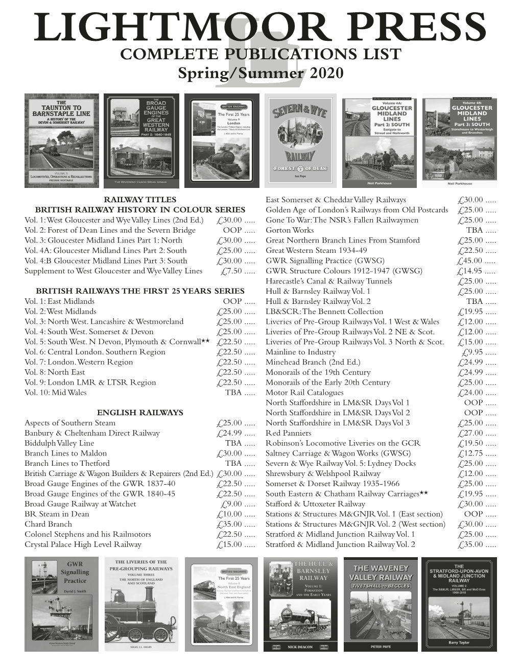 LIGHTMOOR PRESS COMPLETE PUBLICATIONS LIST Spring/Summer 2020