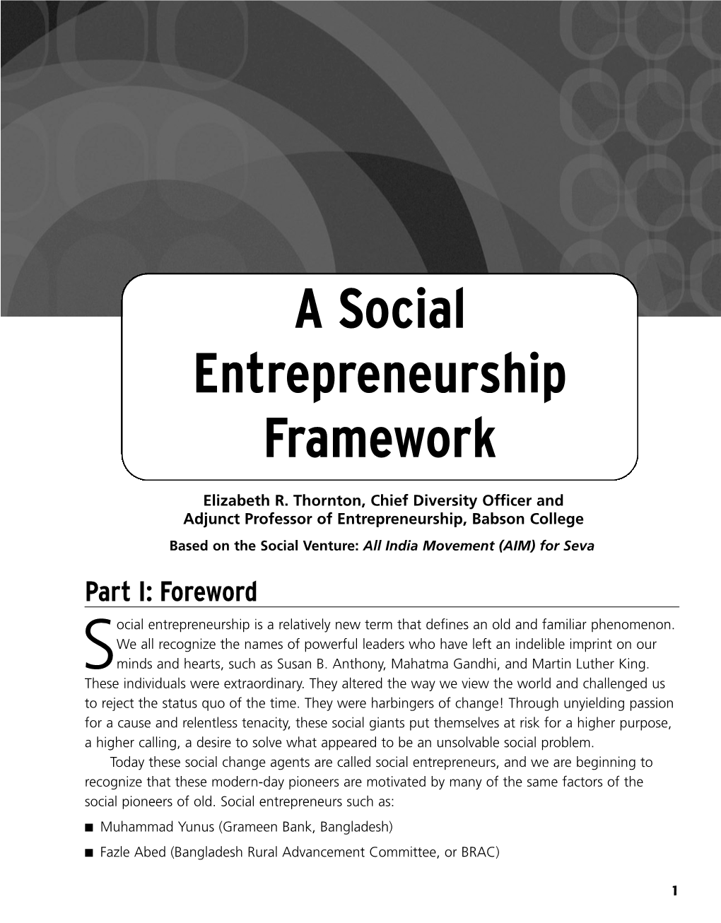 A Social Entrepreneurship Framework