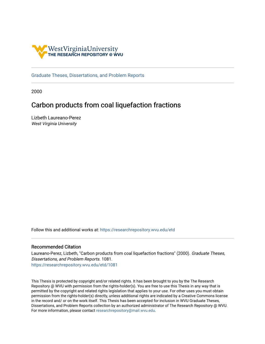 Carbon Products from Coal Liquefaction Fractions