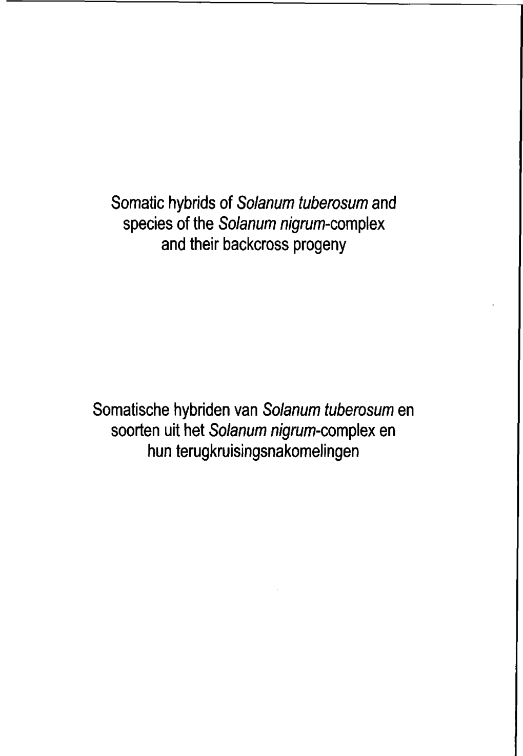 Somatic Hybrids Ofsolanum Tuberosumand