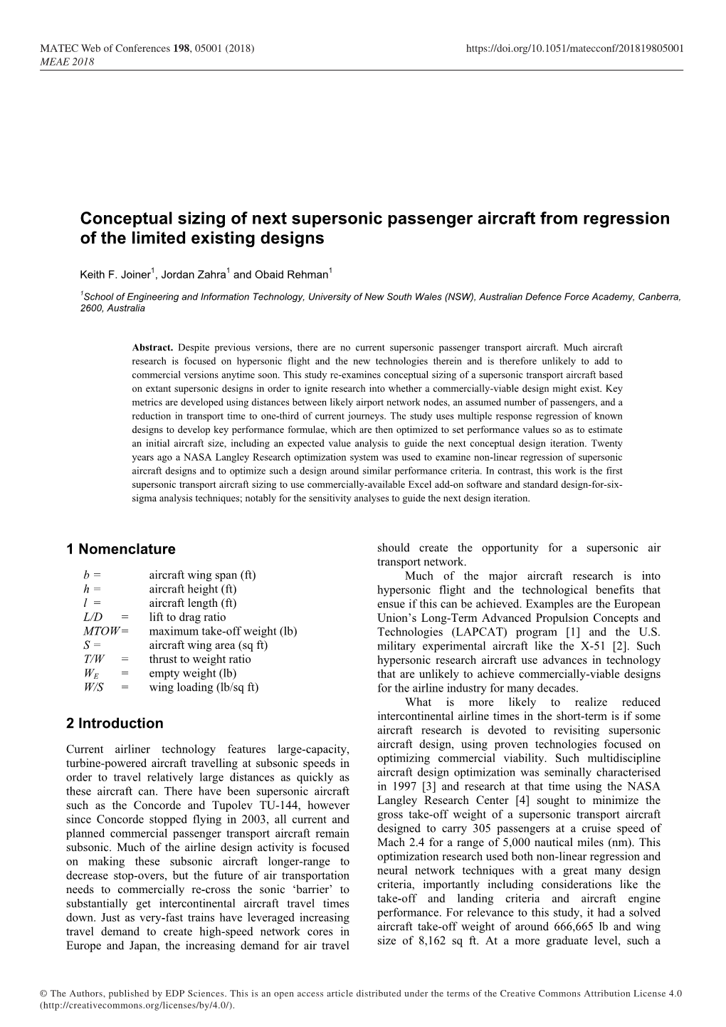 Conceptual Sizing of Next Supersonic Passenger Aircraft from Regression of the Limited Existing Designs