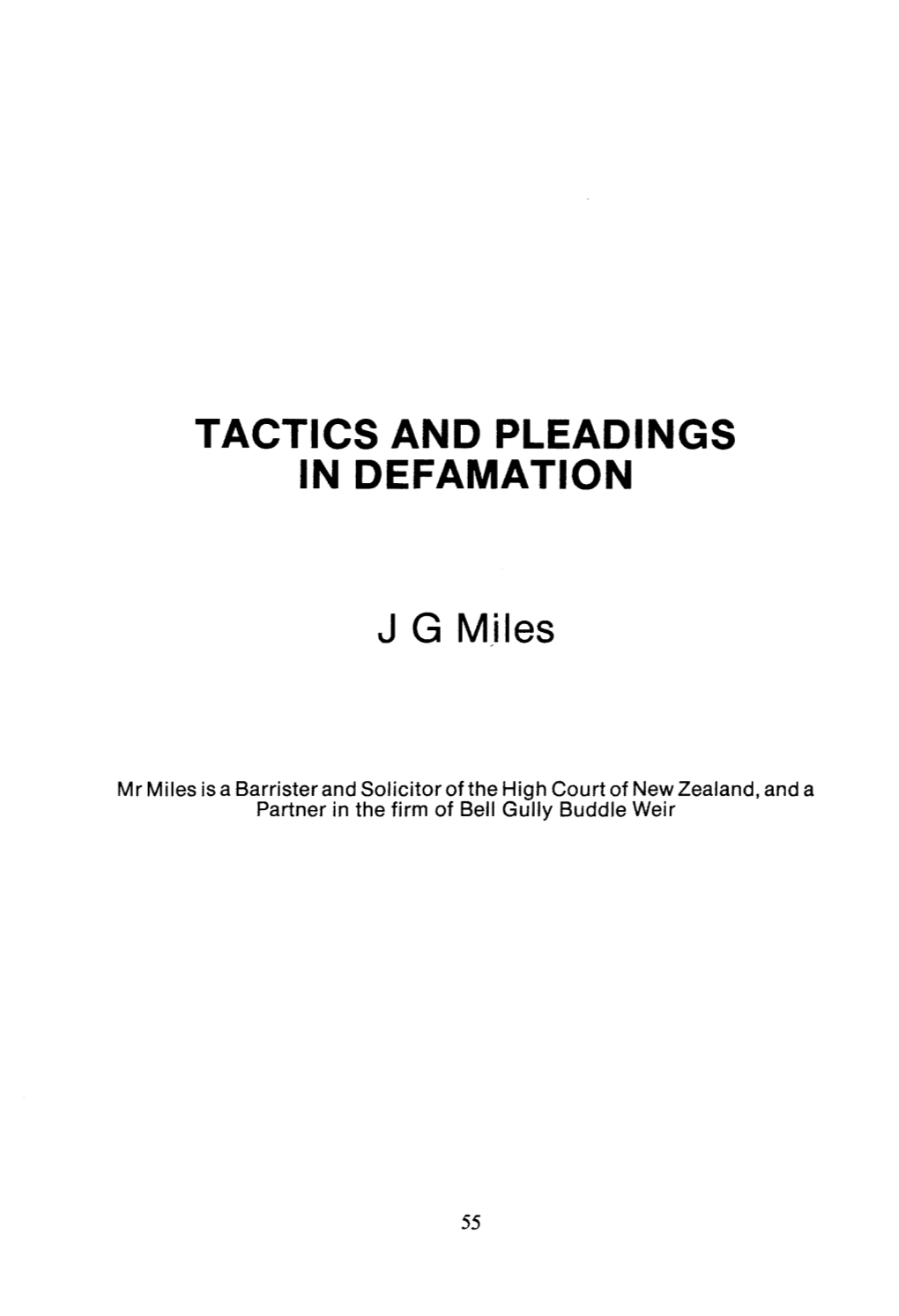 Tactics and Pleadings in Defamation