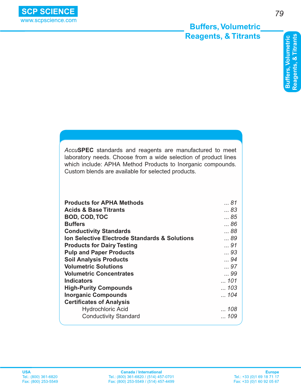 79 Buffers, Volumetric Reagents, & Titrants SCP SCIENCE