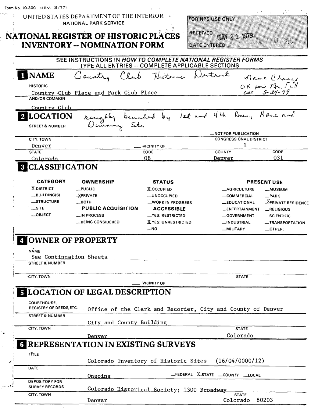 National Register of Historic Places Inventory -- Nomination Form