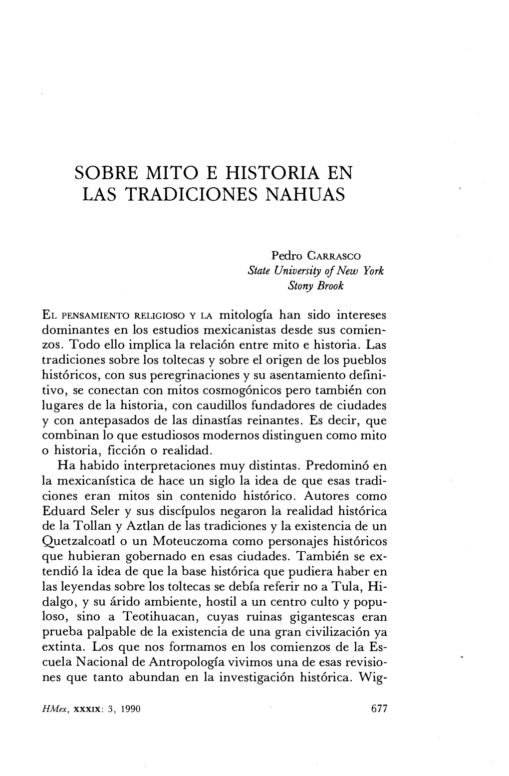 Sobre Mito E Historia En Las Tradiciones Nahuas