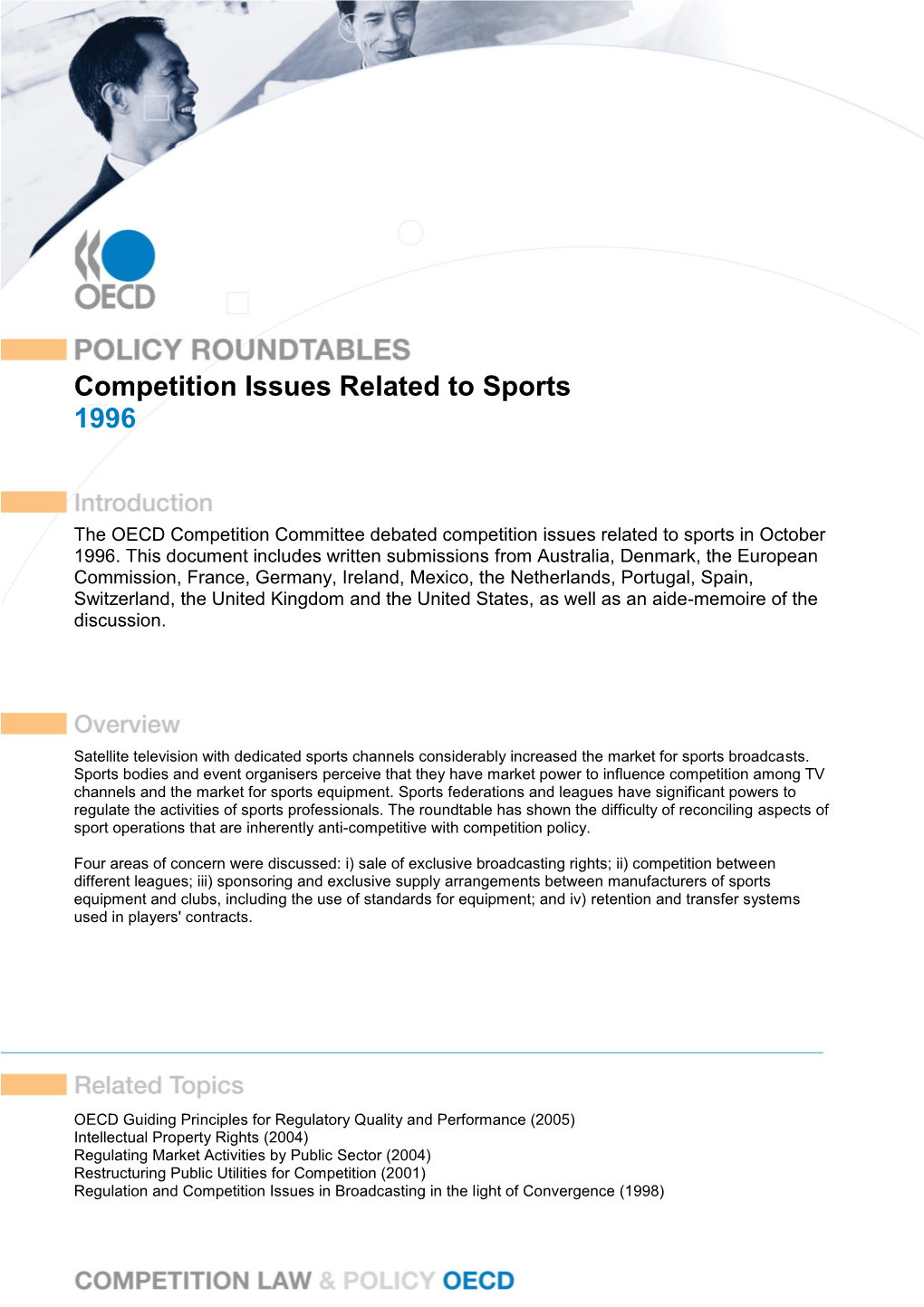 Competition Issues Related to Sports 1996