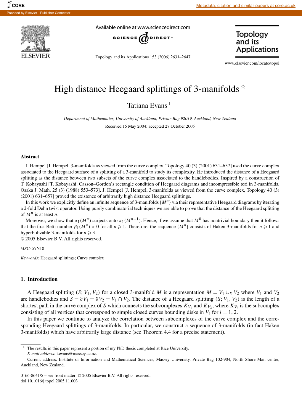 High Distance Heegaard Splittings of 3-Manifolds ✩