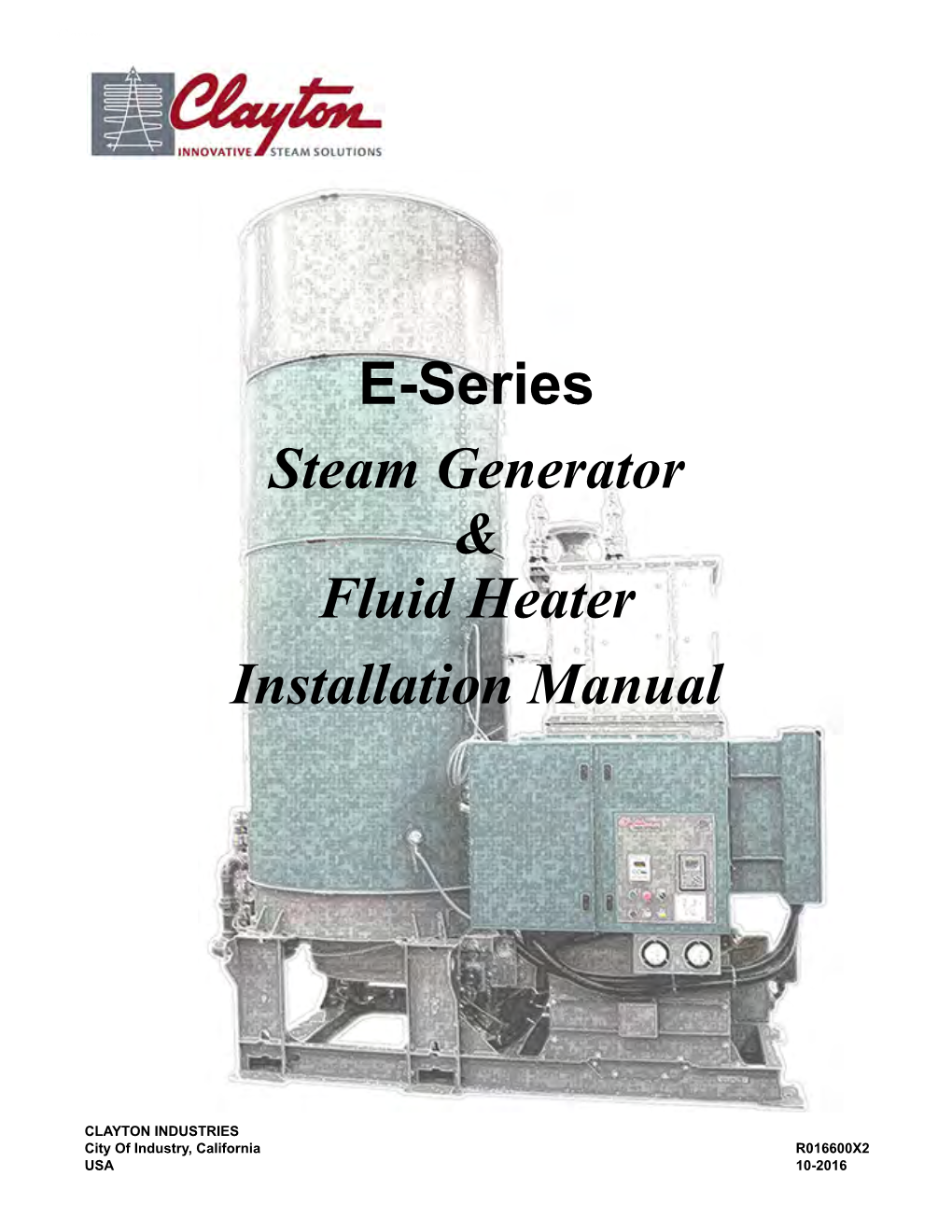 Steam Generator Installation Manual Fluid Heater & E-Series