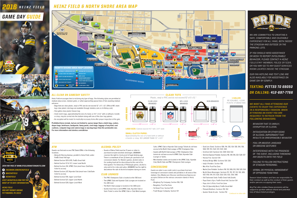 2016 Heinz Field Heinz Field & North Shore Area Map Game Day Guide