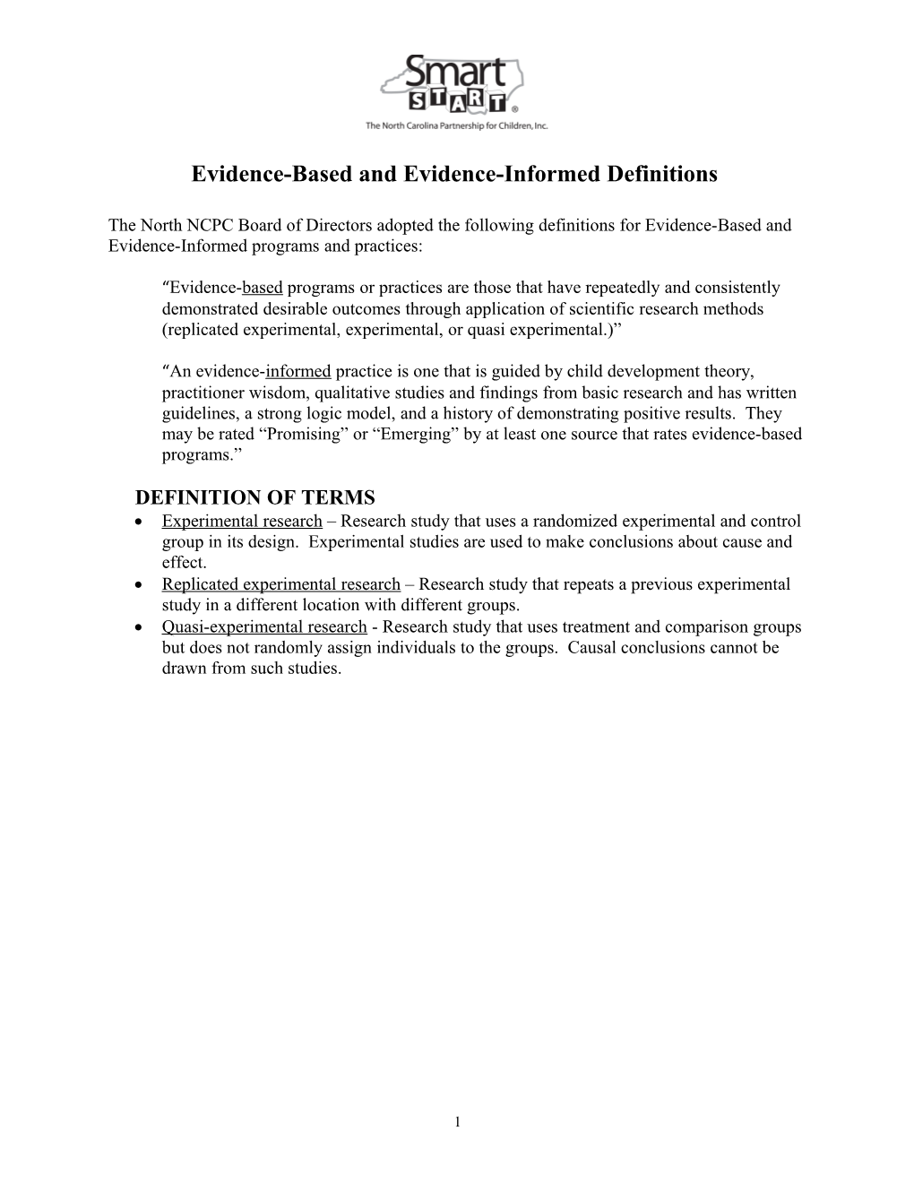 Evidence-Based and Evidence-Informed Definitions