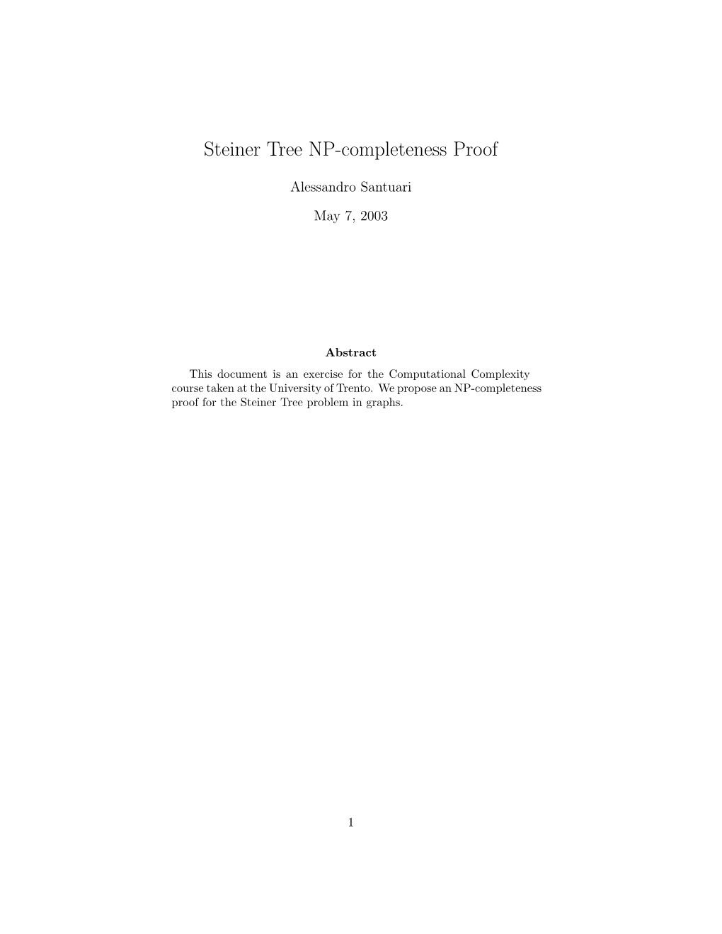 Steiner Tree NP-Completeness Proof