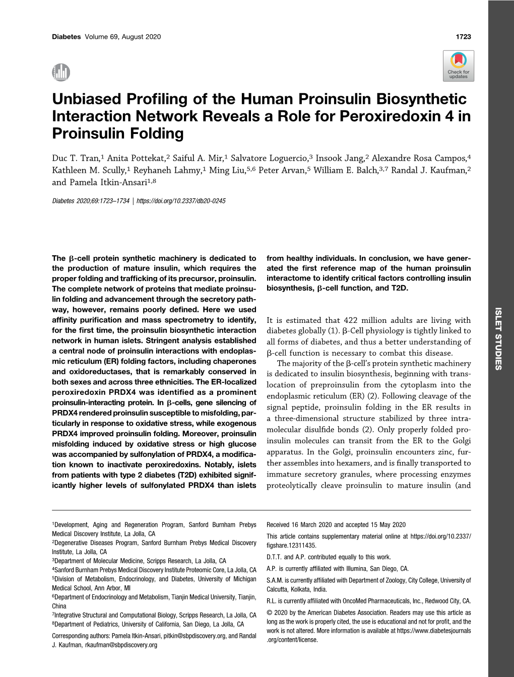 Unbiased Profiling of the Human Proinsulin Biosynthetic Interaction