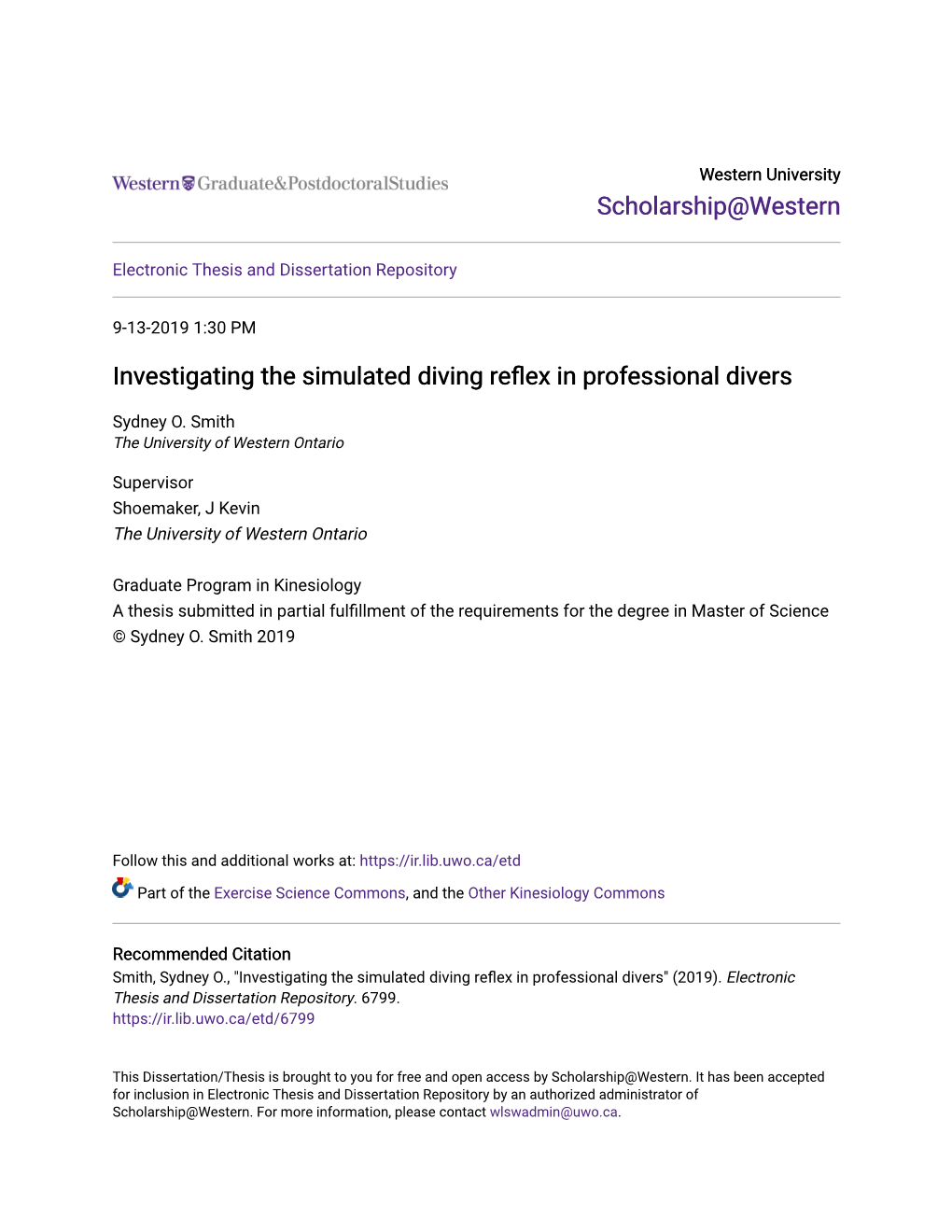 Investigating the Simulated Diving Reflex in Professional Divers