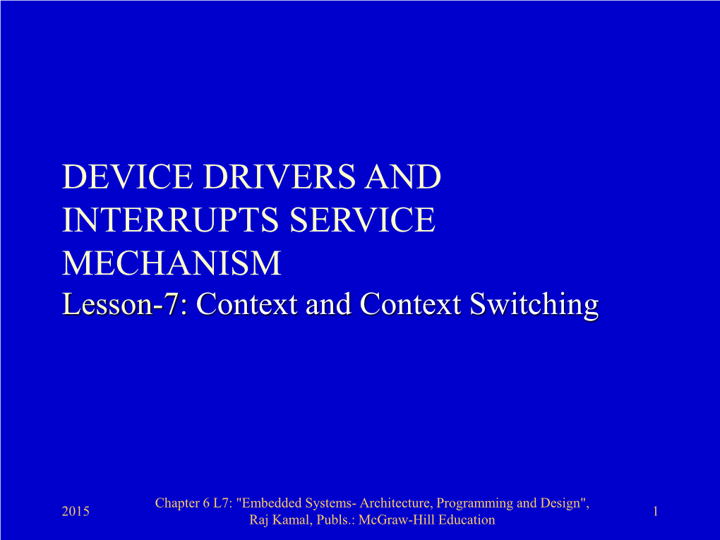 Lesson 7:Context and Context Switching