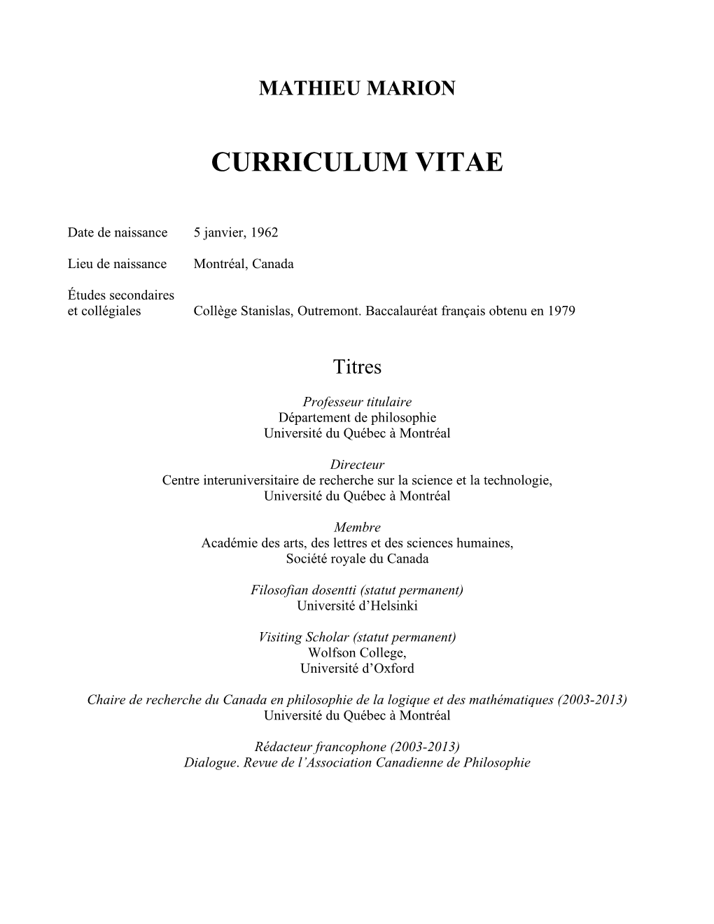 Curriculum Vitae