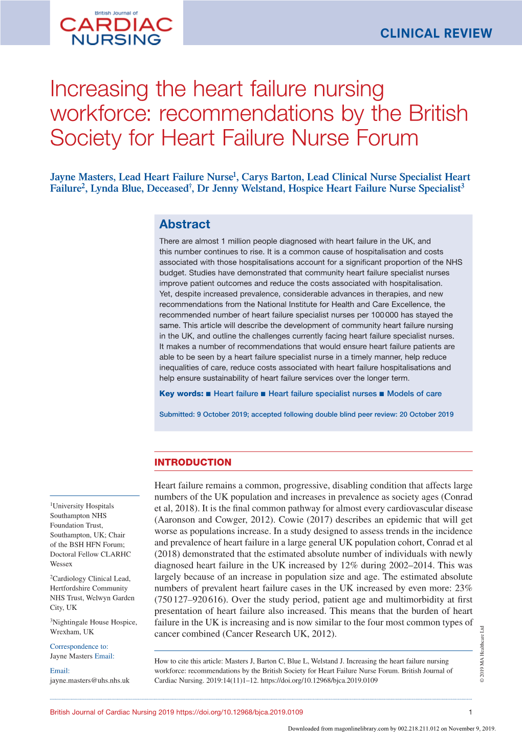 Increasing the Heart Failure Nursing Workforce