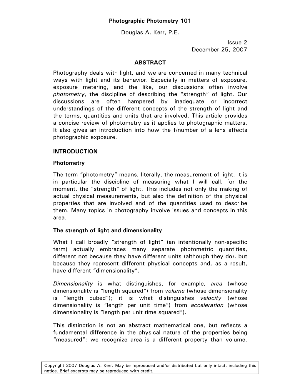 Photographic Photometry 101 Douglas A