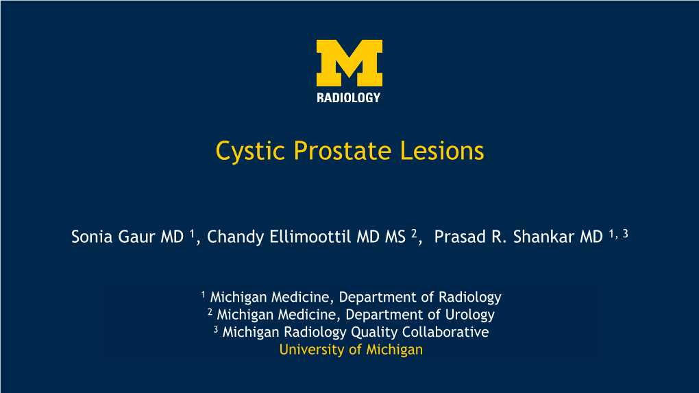 Cystic Prostate Lesions