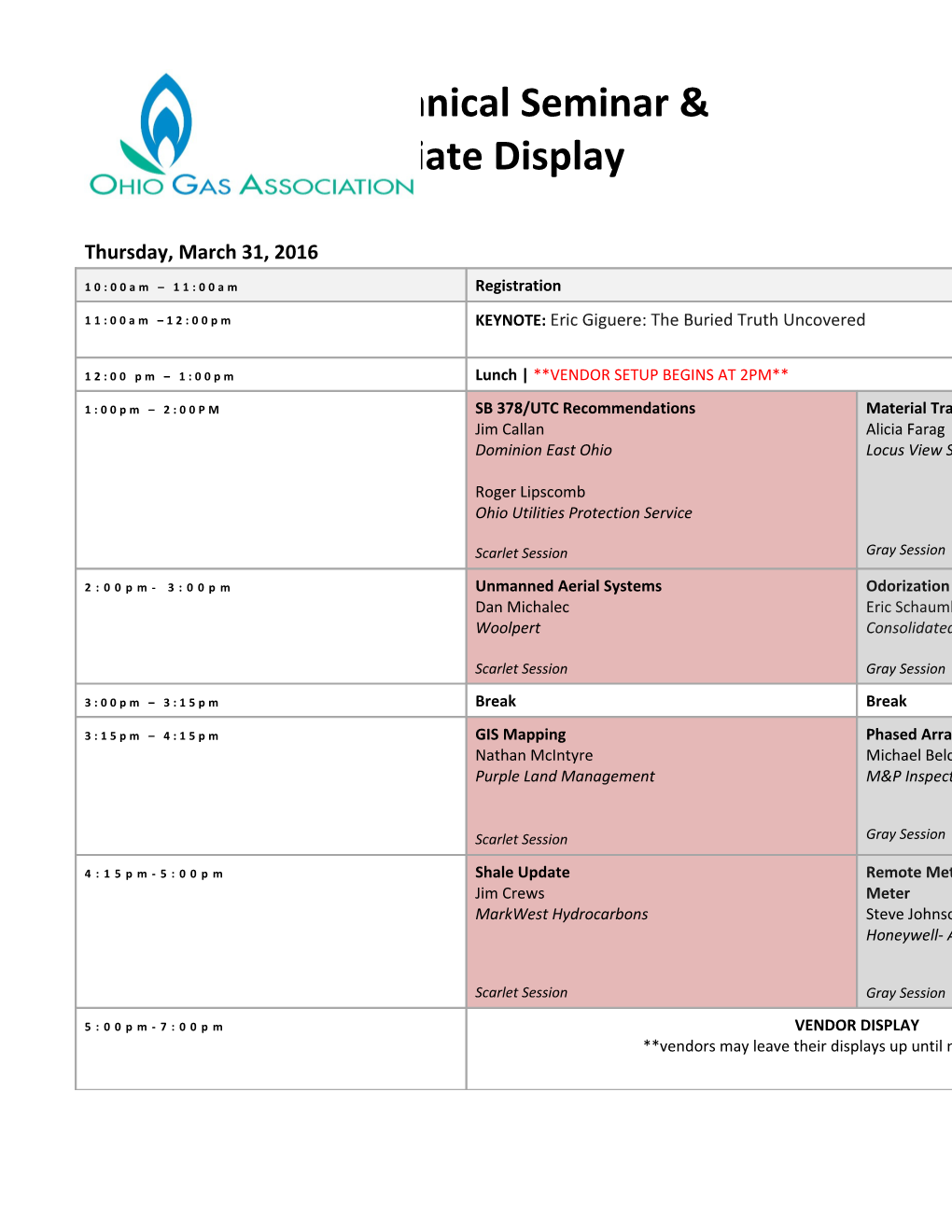 Conference Agenda with Track