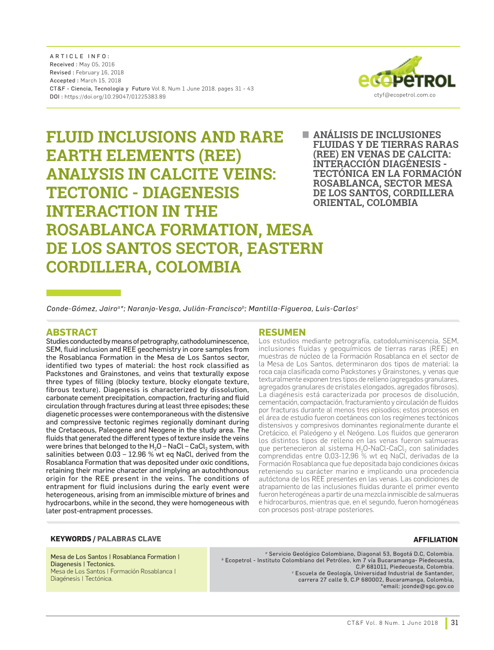 Diagenesis Interaction in the Rosablanca