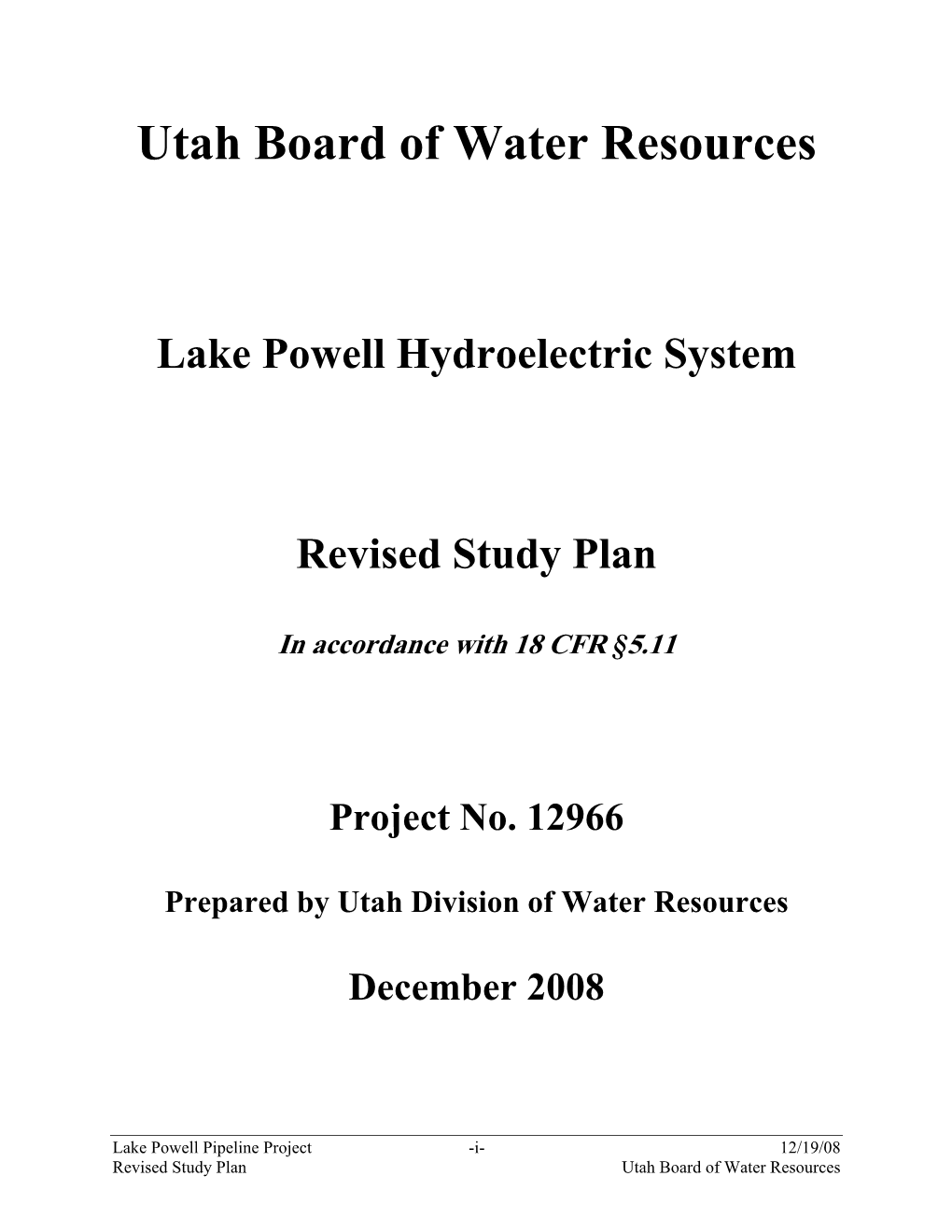 STUDY PLANS Revised 12-19-2008