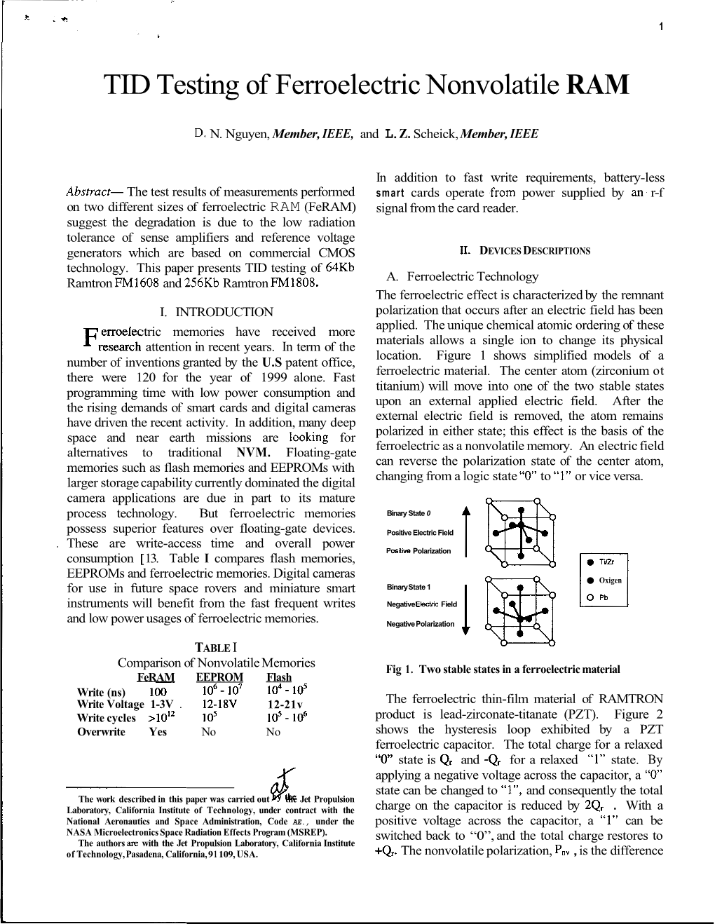 TID Testing of Ferroelectric Nonvolatile RAM