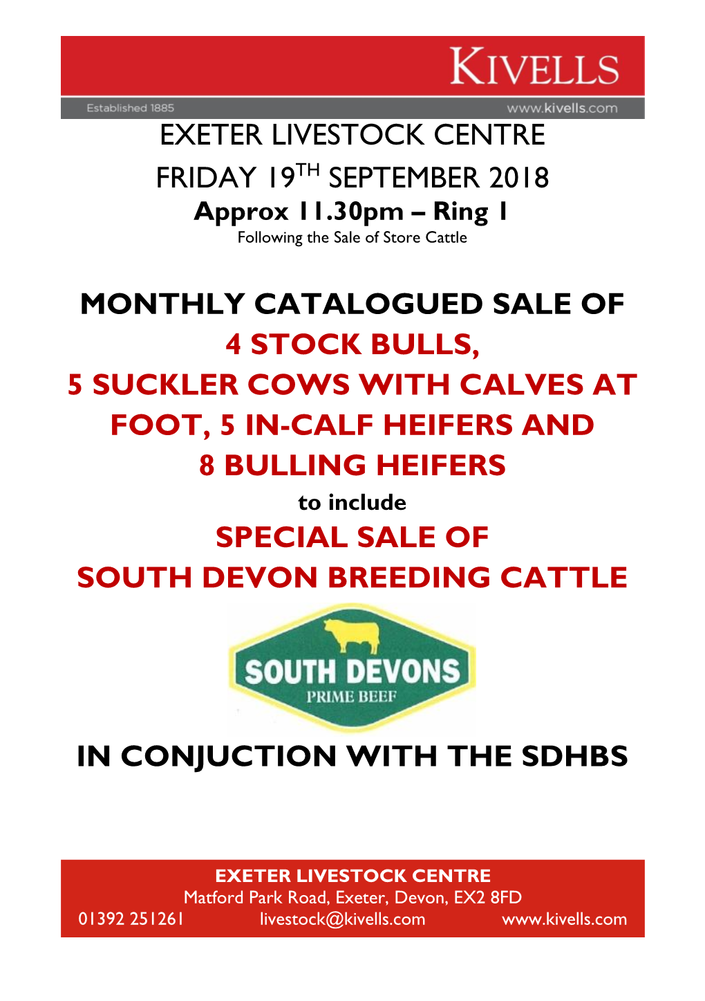 Exeter Livestock Centre Friday 19Th September 2018