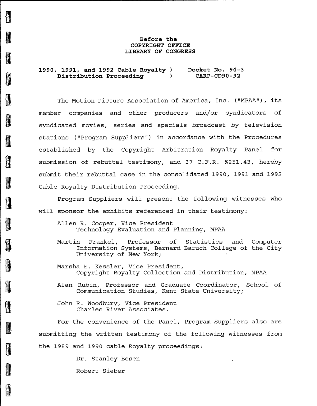 Distribution Proceeding Copyright Royalty Collection and Distribution