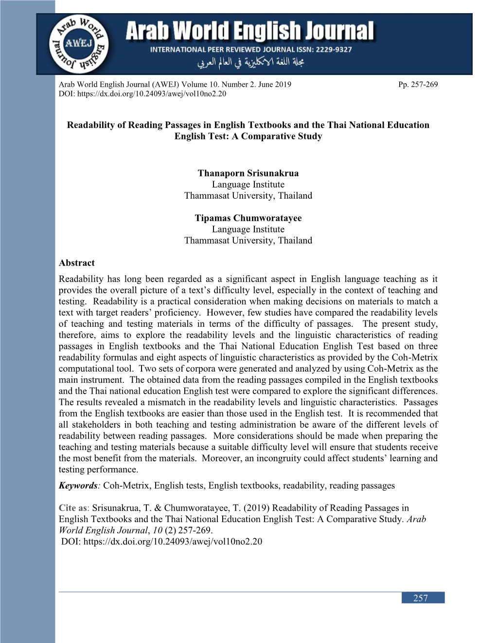 Readability of Reading Passages in English Textbooks and the Thai National Education English Test: a Comparative Study