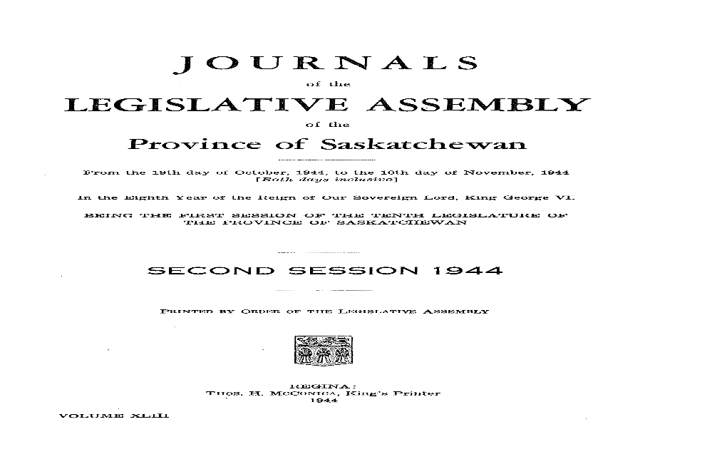 Journals Legislative Assembly