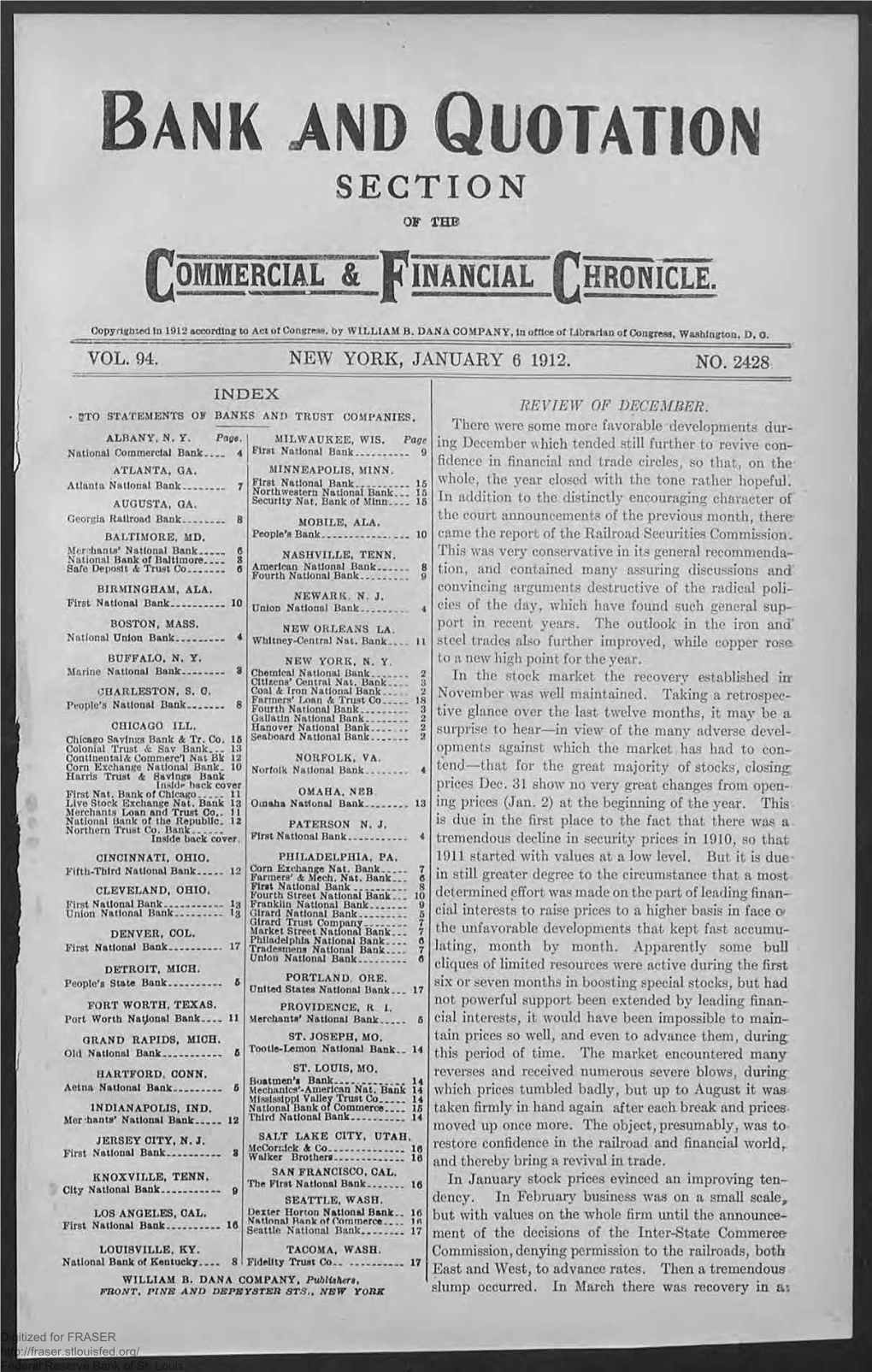 January 6, 1912 : Bank and Quotation Section