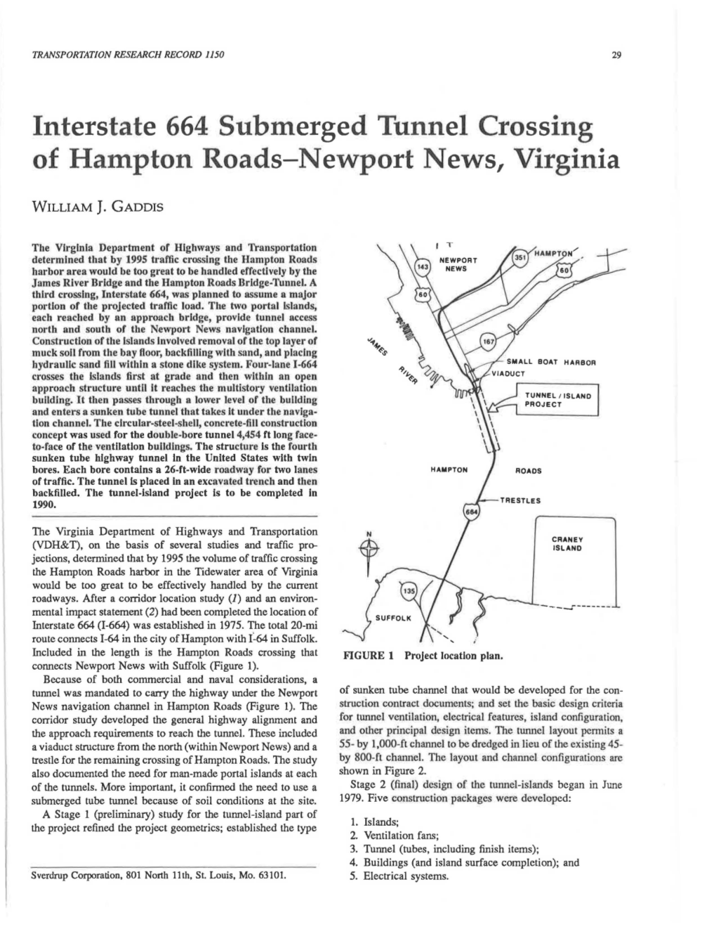 Interstate 664 Submerged Tunnel Crossing of Hampton Roads-Newport News, Virginia