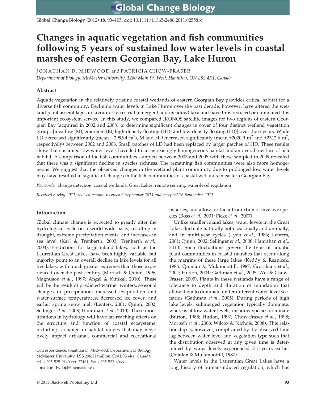 Changes in Aquatic Vegetation and Fish Communities Following 5Years