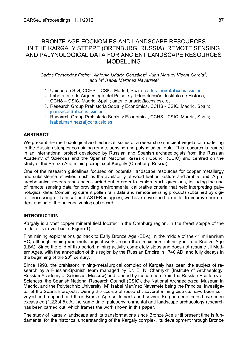 Bronze Age Economies and Landscape Resources in the Kargaly Steppe (Orenburg, Russia)