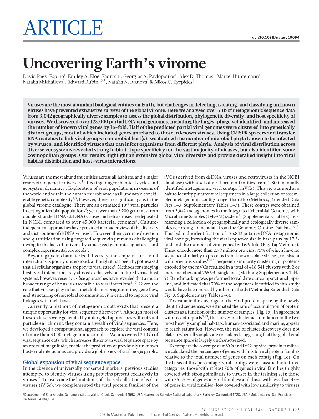 Uncovering Earth's Virome