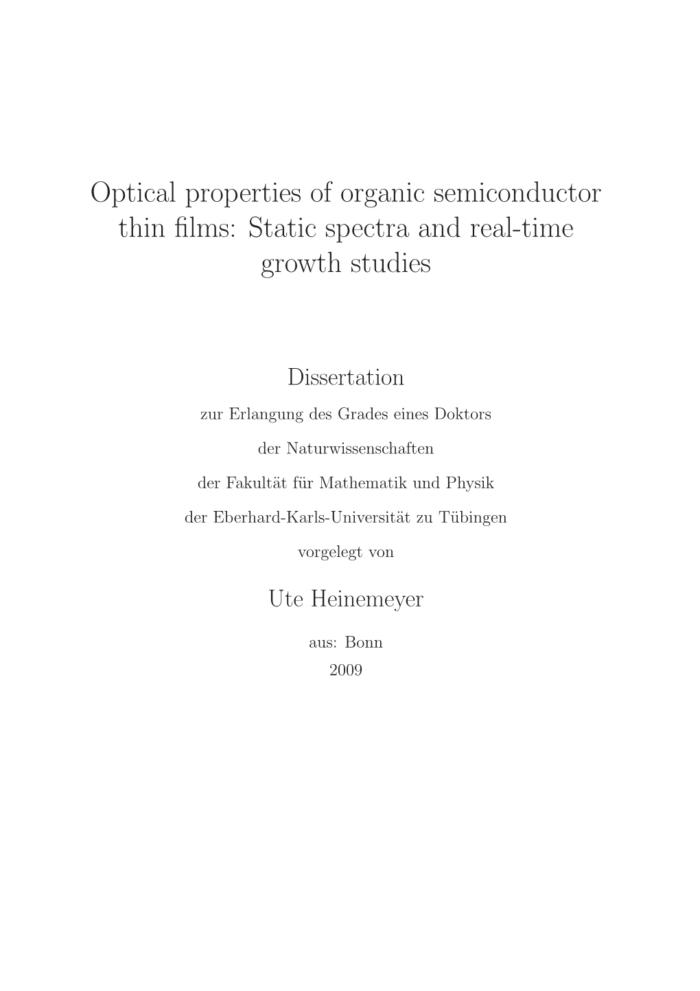 Optical Properties of Organic Semiconductor Thin Films