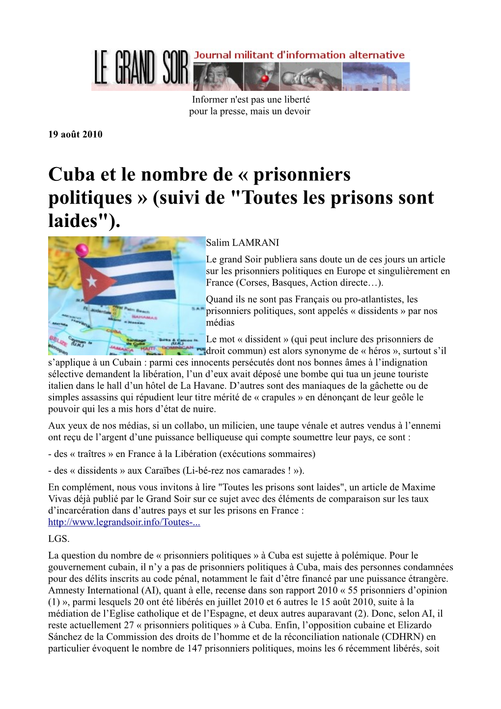 Prisonniers Politiques » (Suivi De 