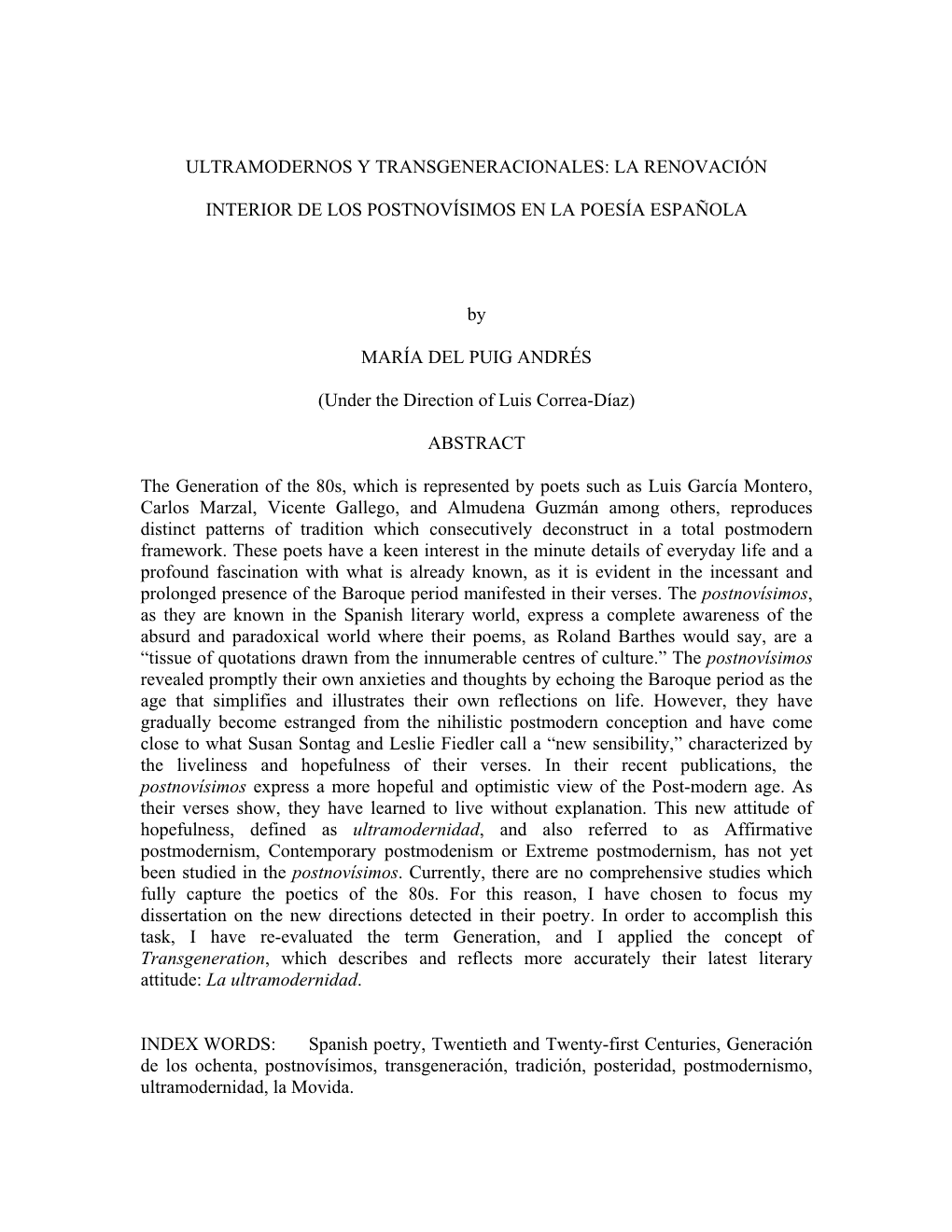 Ultramodernos Y Transgeneracionales: La Renovación