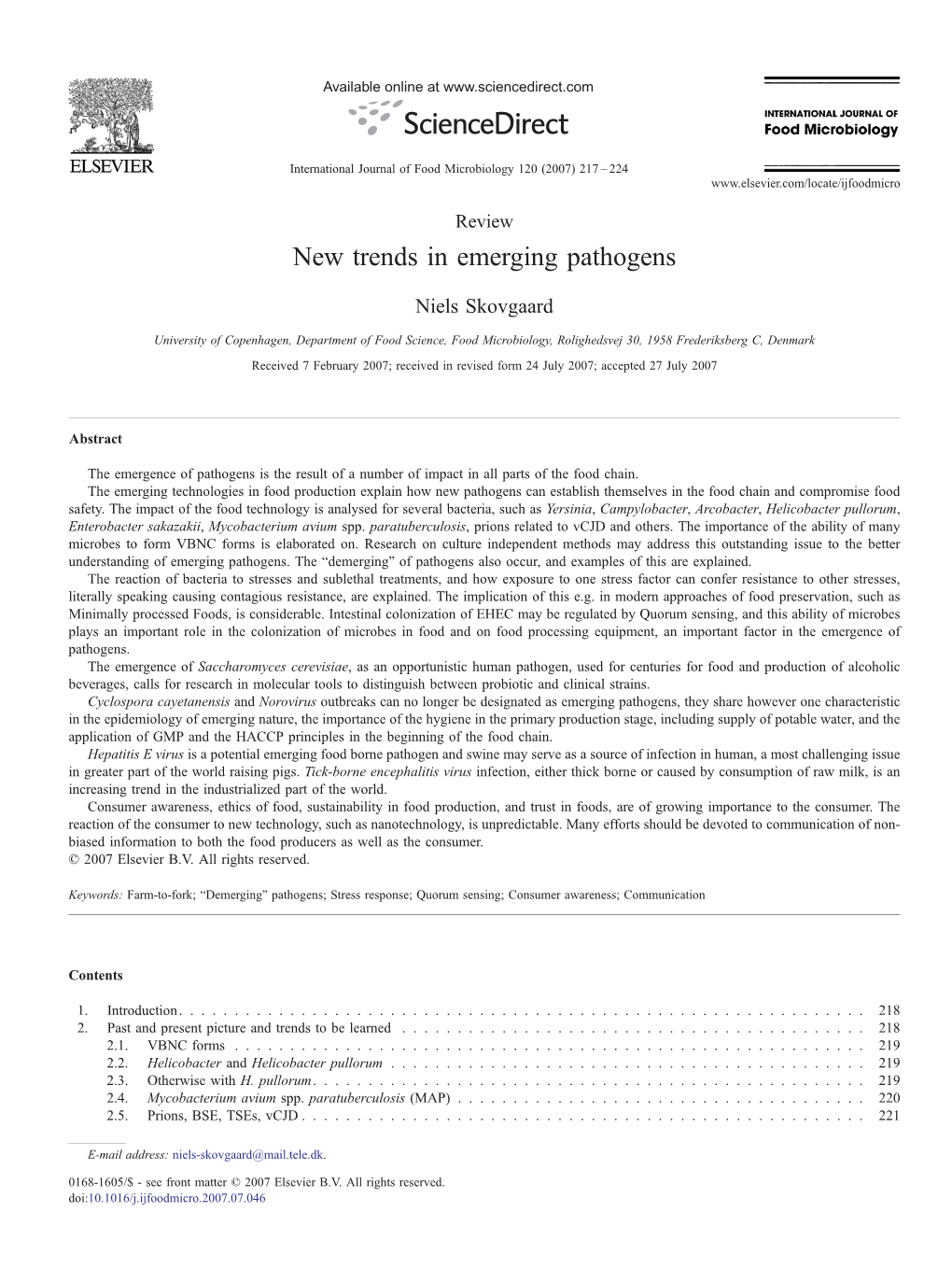 New Trends in Emerging Pathogens