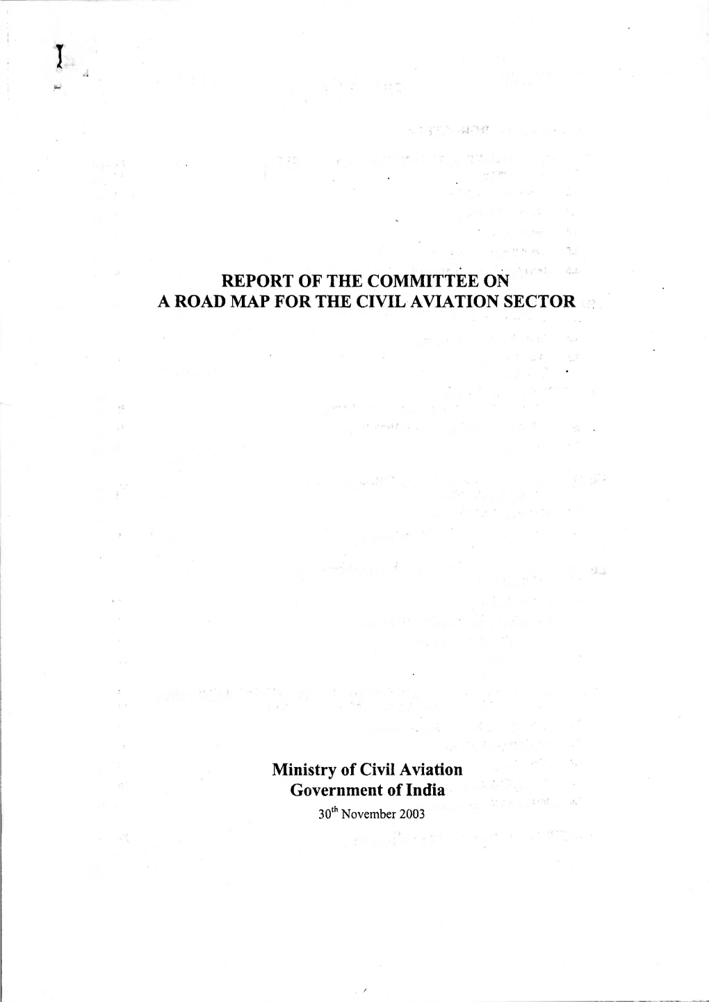 Report of the Committee on a Road Map for the Civil Aviation Sector