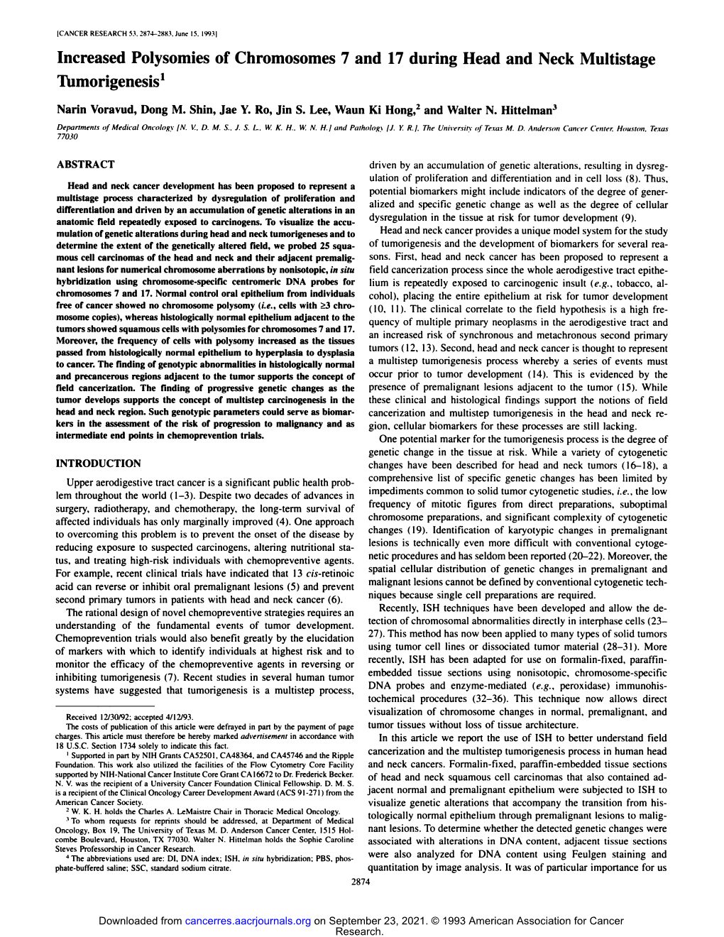 Increased Polysomies of Chromosomes 7 and 17During